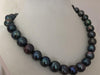 stunning 10-12mm tahitian baroque black green pearl necklace 18"925s