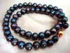 stunning 9-10mm tahitian baroque peacock green pearl necklace