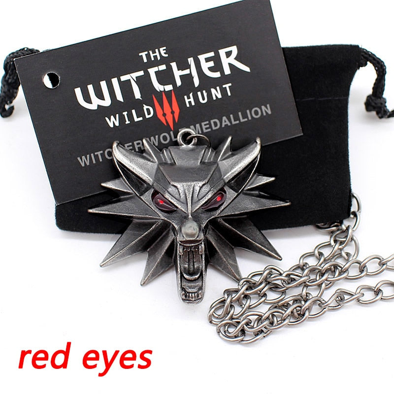 the witcher 3 pendant necklace animal wolf head necklace 1 bag 1 card original quality
