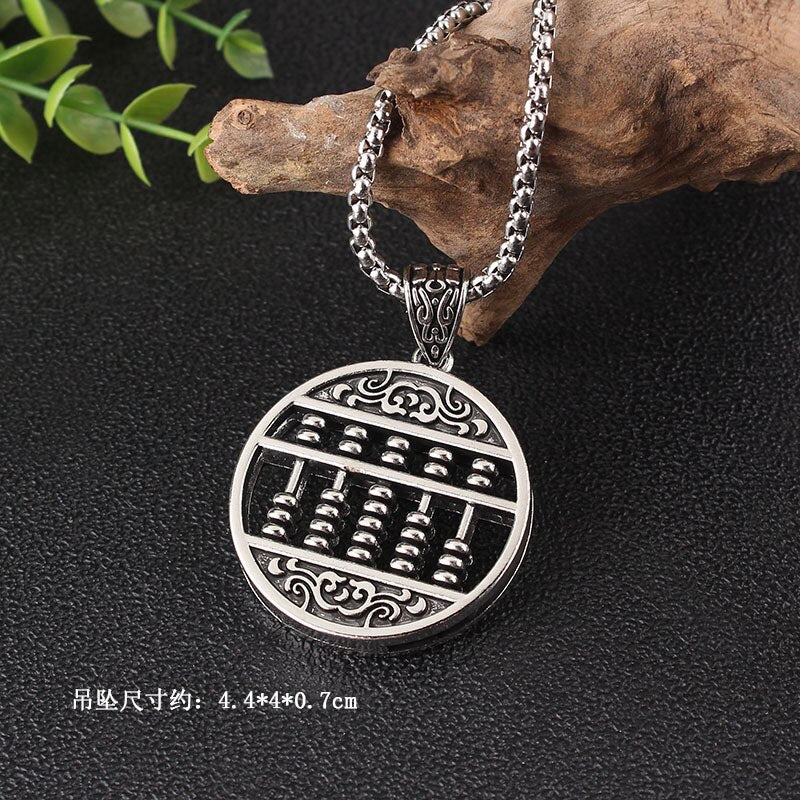 titanium steel Chains vintage Tibetan Silver pendant jewelry Ethnic Elephant god lotus abacus fate Nepal vintage necklace