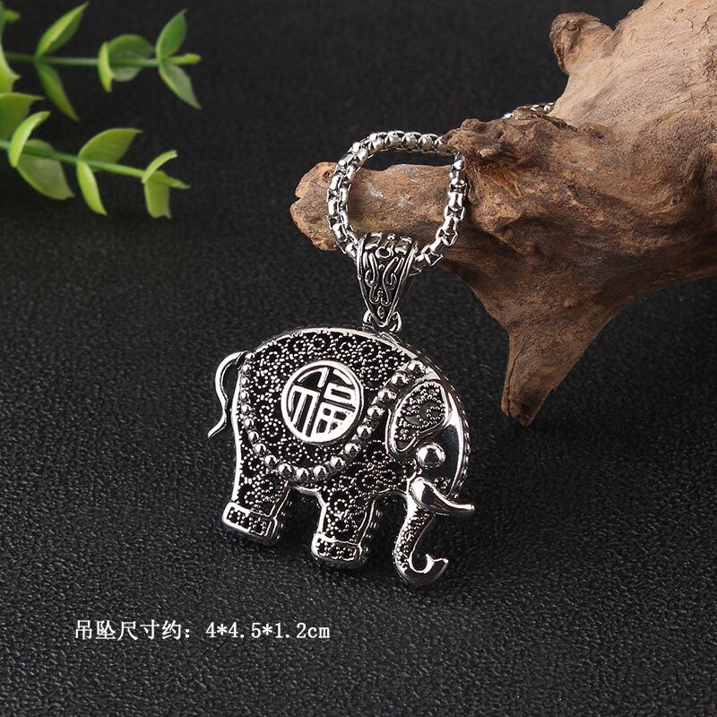 titanium steel Chains vintage Tibetan Silver pendant jewelry Ethnic Elephant god lotus abacus fate Nepal vintage necklace