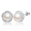 topAAAA High Luster 100% Natural Pearl Stud Earrings For Women Fashion 925 Sterling Silver Flower Jewelry wowen gift