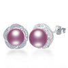 topAAAA High Luster 100% Natural Pearl Stud Earrings For Women Fashion 925 Sterling Silver Flower Jewelry wowen gift