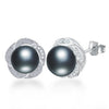topAAAA High Luster 100% Natural Pearl Stud Earrings For Women Fashion 925 Sterling Silver Flower Jewelry wowen gift