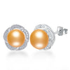 topAAAA High Luster 100% Natural Pearl Stud Earrings For Women Fashion 925 Sterling Silver Flower Jewelry wowen gift