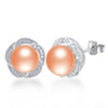 topAAAA High Luster 100% Natural Pearl Stud Earrings For Women Fashion 925 Sterling Silver Flower Jewelry wowen gift