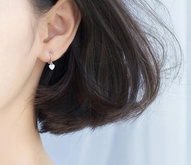 very Tinny Small 5mm polished heart Hoop Huggie earrings dangle 100% Real. Sterling Silver 925 Fine Jewelry gtle2129