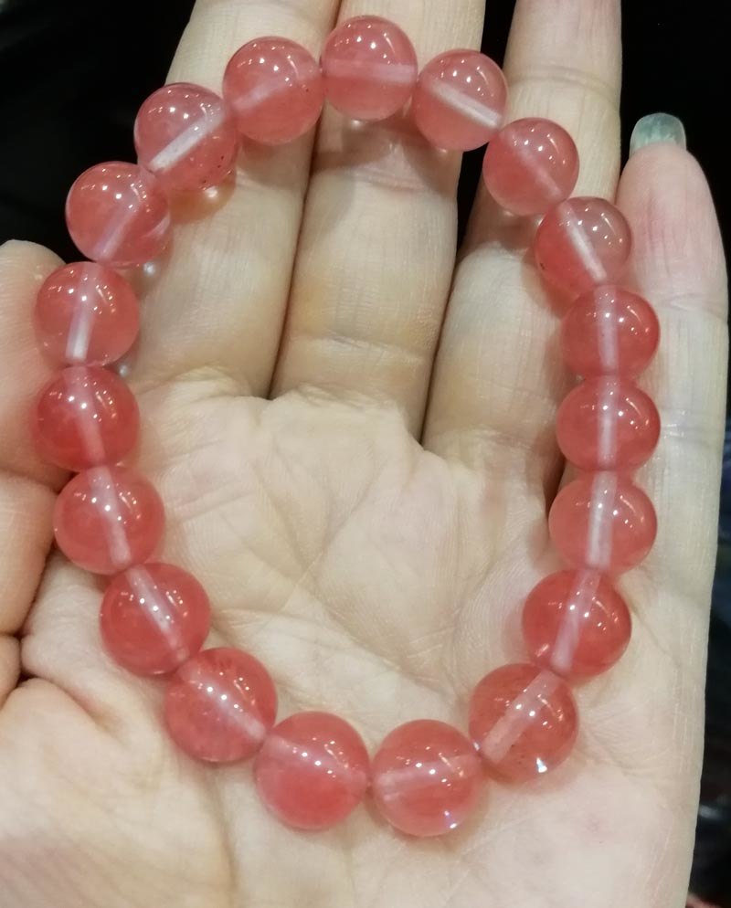 watermelon quartz red/multicolor round 10mm bracelet 7.5inch   beads nature