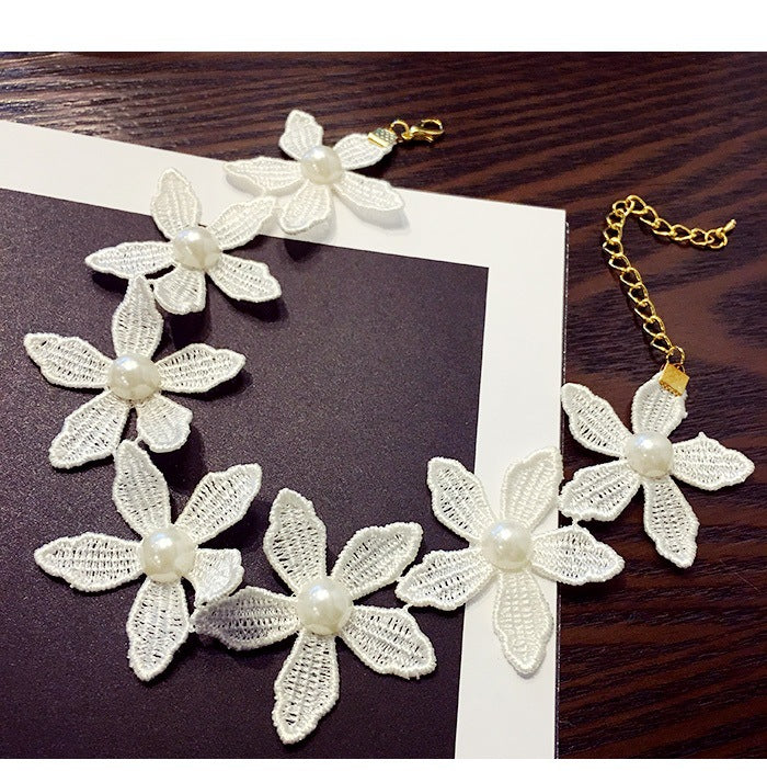 white Choker Collar Necklaces Women Fashion Flower Necklaces&Pendants Lace Collier Bijoux Boho Jewelry