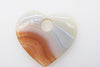 white brown blue veins heart agate 18inch pendant 45*35mm   beads nature