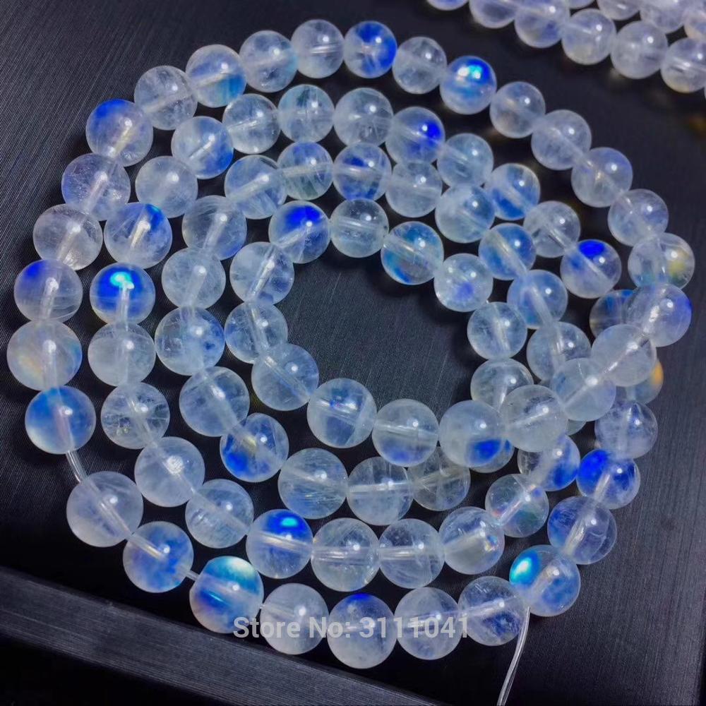 white moonstone 4-5mm round bracelet 22inch   beads FPPJ