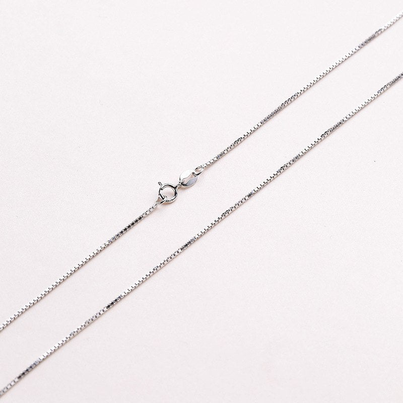 16,18 Thin Real 925 Sterling Silver Slim Box Chain Necklace Women Girls Kids Children 40-45cm Jewelry gold / silver