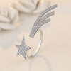 adjustable 925 Sterling Silver color  Crystal Star Rings for women jewelry wedding party gifts