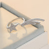 adjustable 925 Sterling Silver color  Crystal Star Rings for women jewelry wedding party gifts