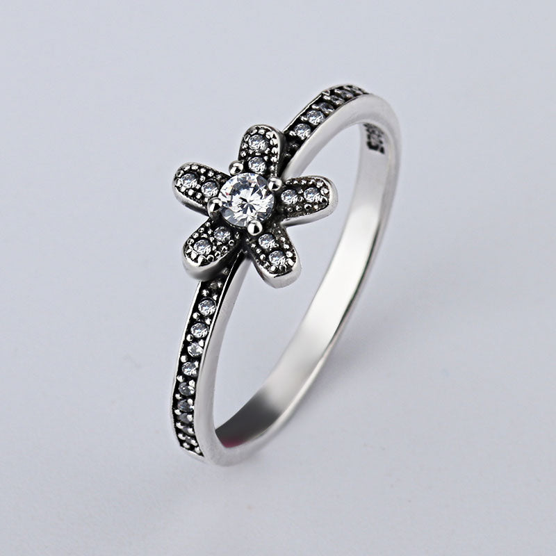 Hot Sale Fashion jewelry Real Pave Setting Compatible With Plant Trendy 925 Retro Finger woman Ring