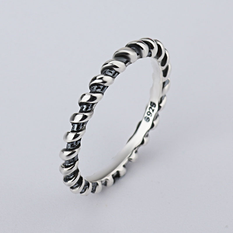 Hot Sale Fashion jewelry Real Pave Setting Plant Trendy 925 silver Compatible With Original Retro Finger woman Ring