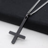 Male Black St Peter's Inverted Cross Pendant Necklace for Men Stainless Steel Choker Crux de Sanctus Petrus Jewelry