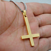 Male Black St Peter's Inverted Cross Pendant Necklace for Men Stainless Steel Choker Crux de Sanctus Petrus Jewelry