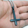 Male Black St Peter's Inverted Cross Pendant Necklace for Men Stainless Steel Choker Crux de Sanctus Petrus Jewelry
