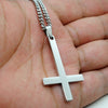 Male Black St Peter's Inverted Cross Pendant Necklace for Men Stainless Steel Choker Crux de Sanctus Petrus Jewelry
