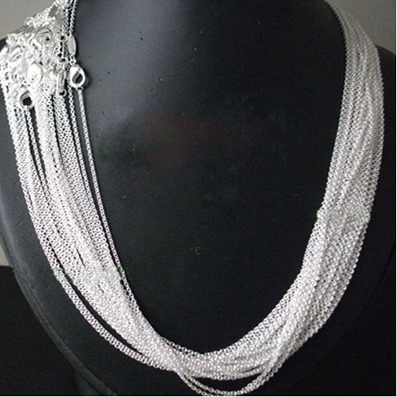 Price 50pcs/lot 925 stamped Silver Plated 1mm Link Rolo Chains 16,18 ,20,22,24 inch,fashion women's Jewelry Chains