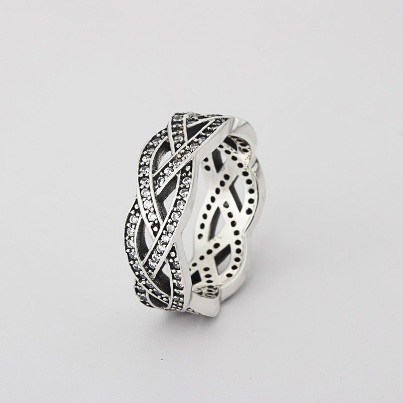 Sale Fashion jewelry jewelry Pave Setting charm cross Compatible With pan 925 silver Retro woman Ring Ring