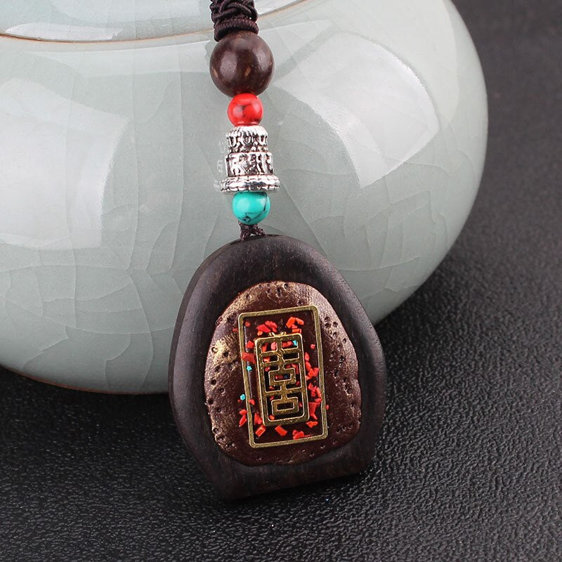 Totem exotic Designs ethnic Nepal copper sandalwood pendants jewelry Buddha vintage necklace Bodhi Seed  women