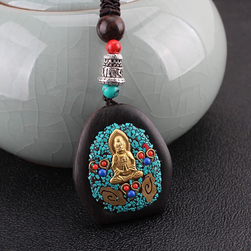 Totem exotic Designs ethnic Nepal copper sandalwood pendants jewelry Buddha vintage necklace Bodhi Seed  women
