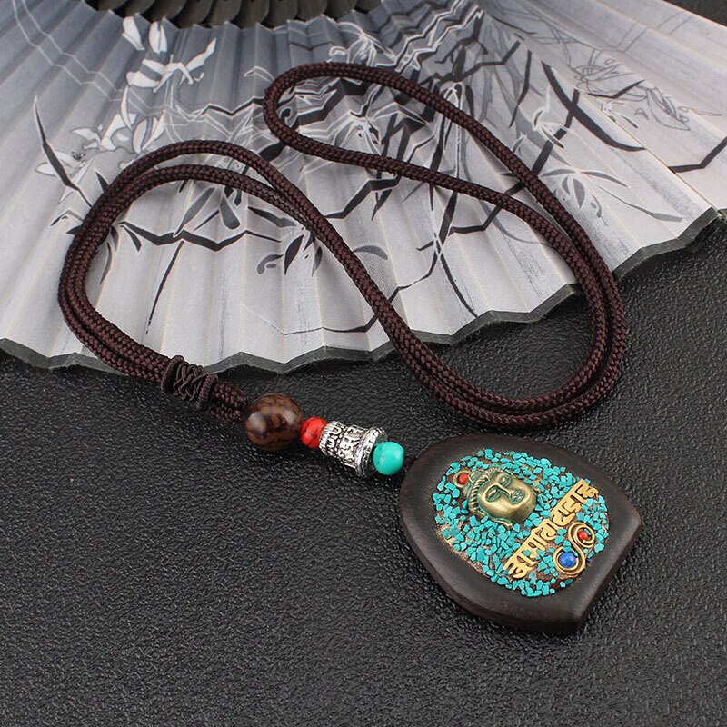 Totem exotic Designs ethnic Nepal copper sandalwood pendants jewelry Buddha vintage necklace Bodhi Seed  women
