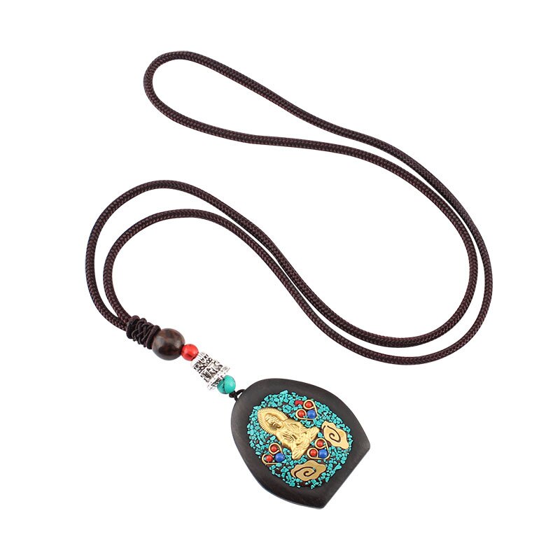Totem exotic Designs ethnic Nepal copper sandalwood pendants jewelry Buddha vintage necklace Bodhi Seed  women