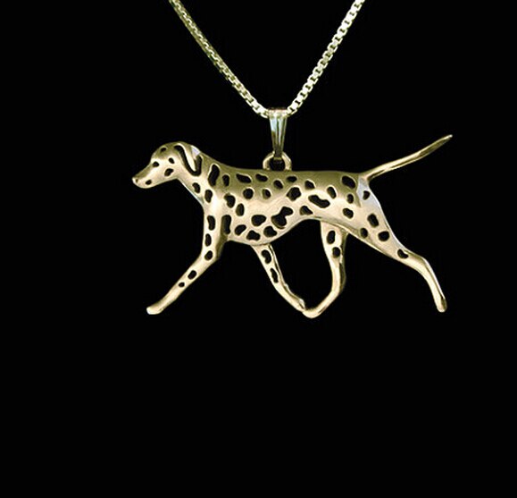 cartoon Boho Chic Alloy Dalmatian movement necklace spotty dog pendant jewelry golden colors plated 12pcs/lot