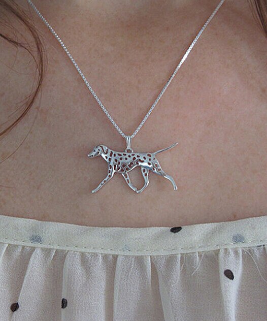 cartoon Boho Chic Alloy Dalmatian movement necklace spotty dog pendant jewelry golden colors plated 12pcs/lot