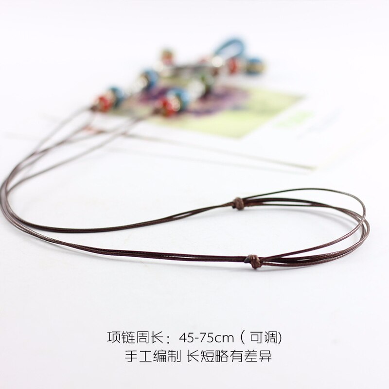 2021 Vintage Ceramic necklace for woman brightly porcelain ball pendant long rope chain ethnic jewelry