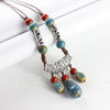 2021 Vintage Ceramic necklace for woman brightly porcelain ball pendant long rope chain ethnic jewelry