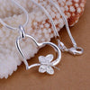silver plated pendant,925 fashion Silver jewelry butterfly heart pendants necklace for women/men +chain SP090