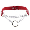 women Punk Gothic Cosplay Maid Collar Leather Metal Chain Harajuku Adjustable Choker Necklace Jewelry