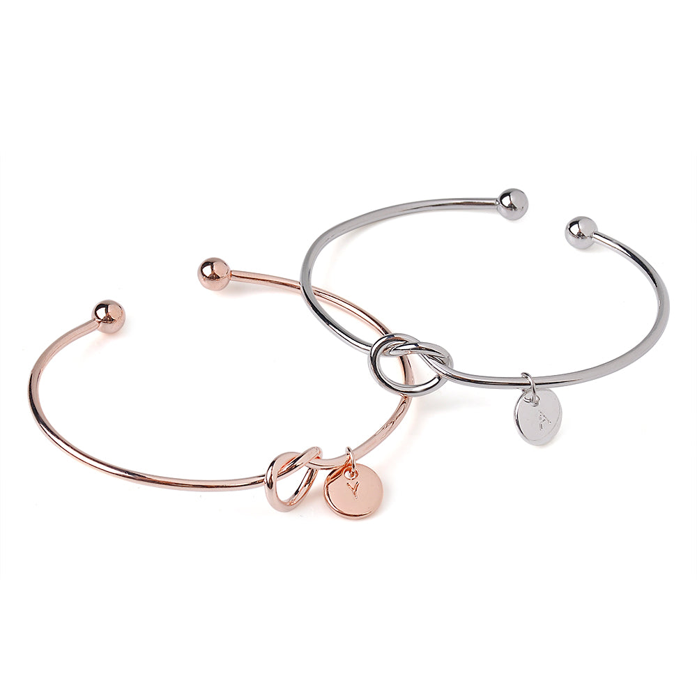 women creative simple initial knot bracelet 26 letters Wild girlfriends bracelet love bridesmaid opening bangle jewelry decor