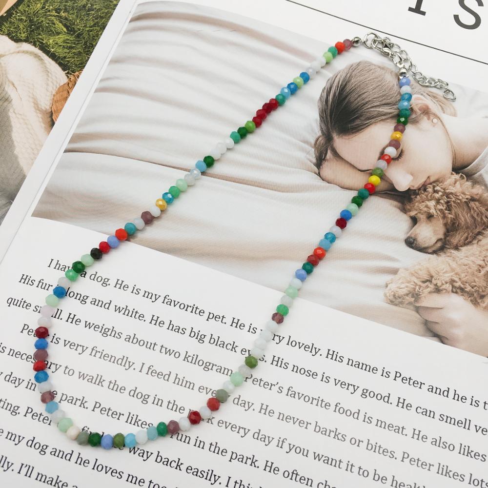 women necklace 2021 3x4 crystal beads strand shinny choker necklace women lots colors necklace jewelry