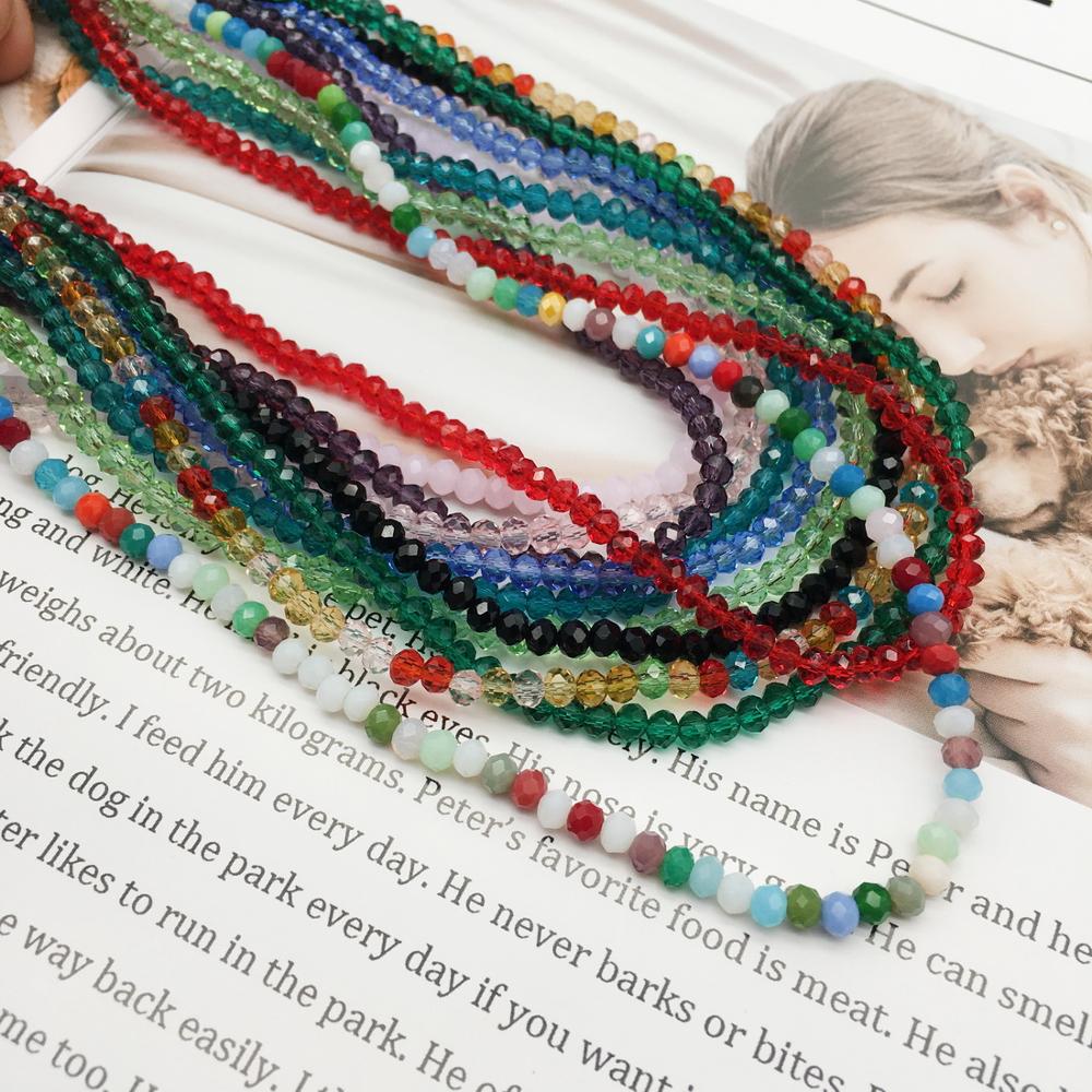 women necklace 2021 3x4 crystal beads strand shinny choker necklace women lots colors necklace jewelry