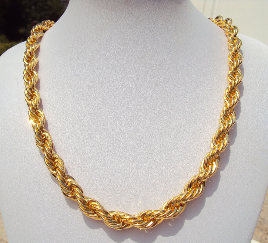 x2 Gold GF Thick Rope Cuban Twist Chain 60cm*10mm Iced Out Necklace Hop Bling Franco Miami FREE SHIPPING box packing