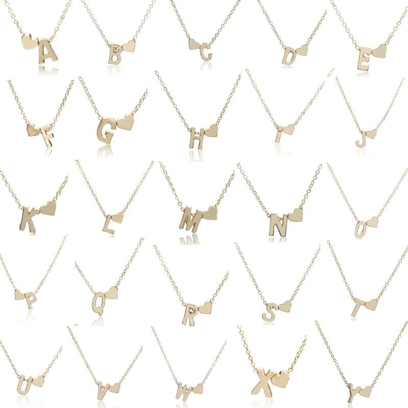 x6 Tiny Dainty Heart Initial Necklace Personalized Letter Necklace Name Jewelry for women accessories girlfriend gift