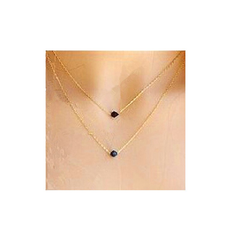 x95 Gold-color Bohemian Style Charming Chain Necklaces for Women Fashionable Multiple Layers Necklaces Black Rhinestones