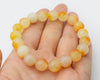 yellow white jade round 10mm bracelet 7.5inch   beads nature