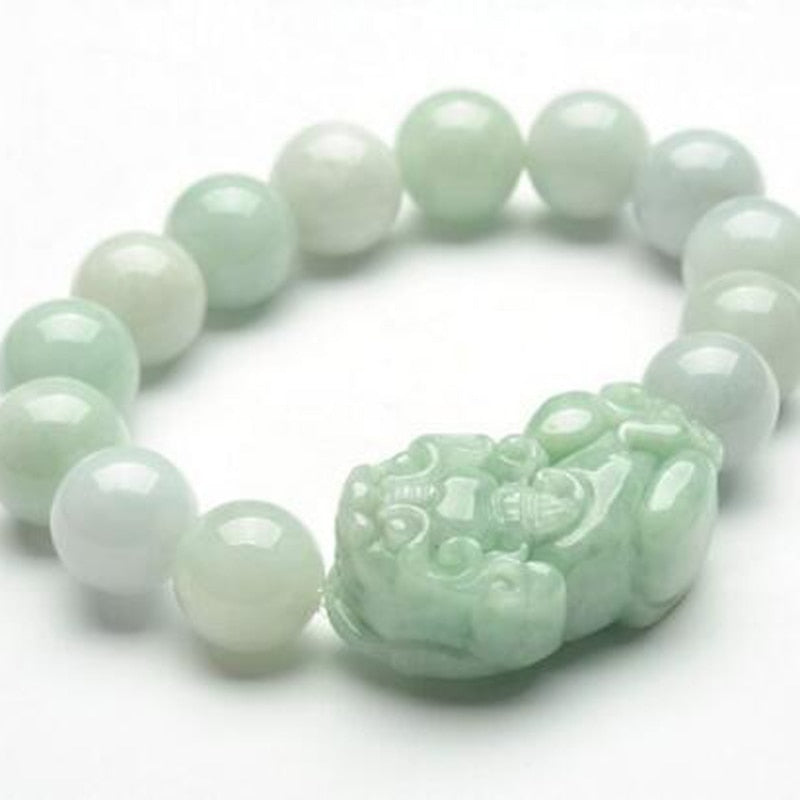 yu xin yuan Fine Jewelry FashionNatural Emerald Round Beads Bangle Lucky and Blessing Jade Bracelet Women men Jewelry