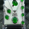yu xin yuan Fine Jewelry Natural 925 Silver Jade Medullary Ring Pendant Earrings Bracelet Jewelry Sets Women party Jewelry
