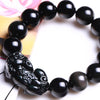yu xin yuan Fine Jewelry Natural Black Obsidian Round Bead Bangle Chain Bracelet Lucky Brave Friends Bracelets Jewelry