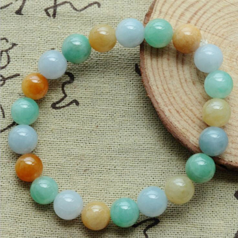 yu xin yuan Fine Jewelry Natural Emerald 8mm Three Color round bead bracelet Jade bangle for men jewelry women jewelry