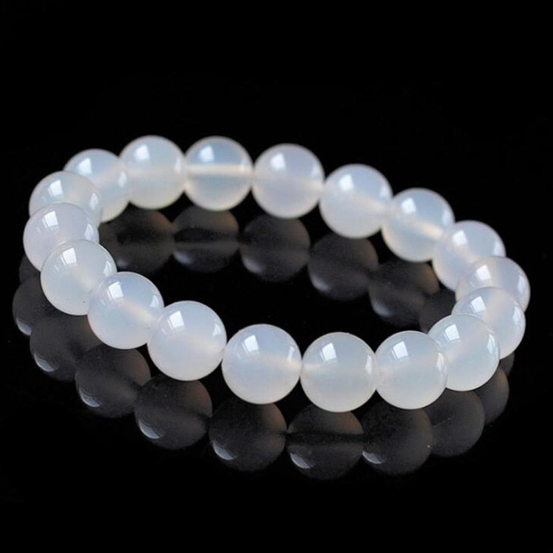 yu xin yuan fashion white round beads agate braelet trendy jewelry charm stand bracelets for party gift