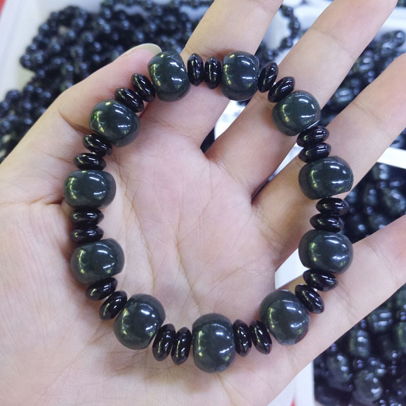 yu xin yuan fine jewelry Natural Hetian jade Carving Round Beads Bracelet Women Men's Gift Bracelets Qing Jades Jewelry