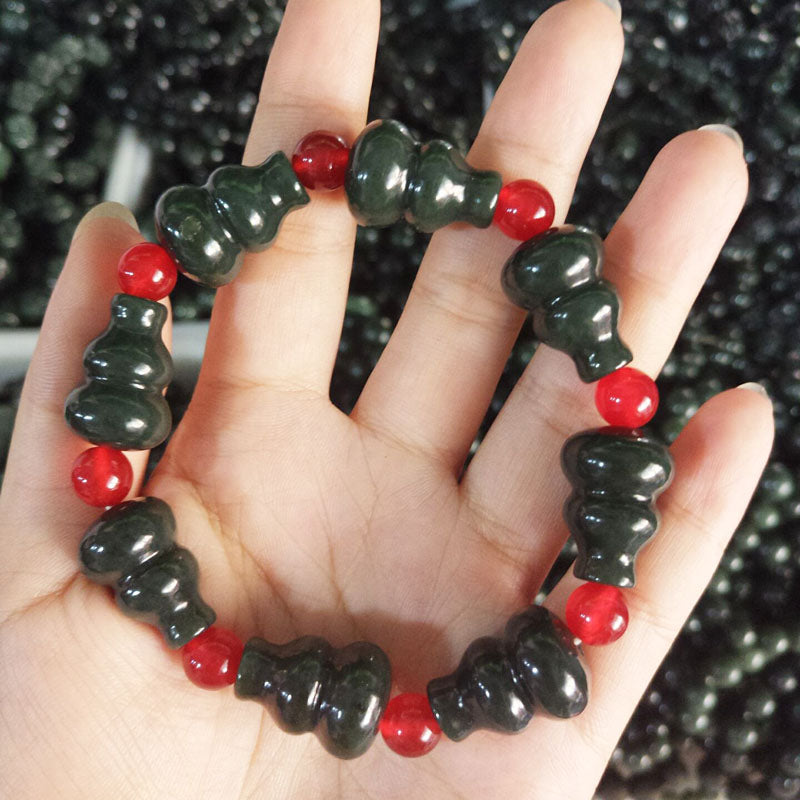 yu xin yuan fine jewelry Natural Hetian jade Carving gourd Beads Bracelet Women Men's Gift Bracelets Qing Jades Jewelry